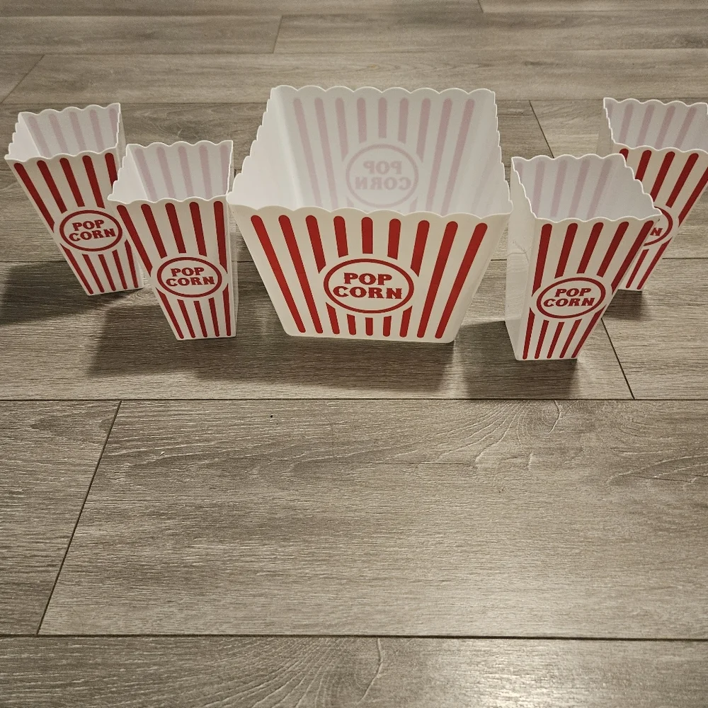 Red and White Family Popcorn Boxes Brand New Never Used